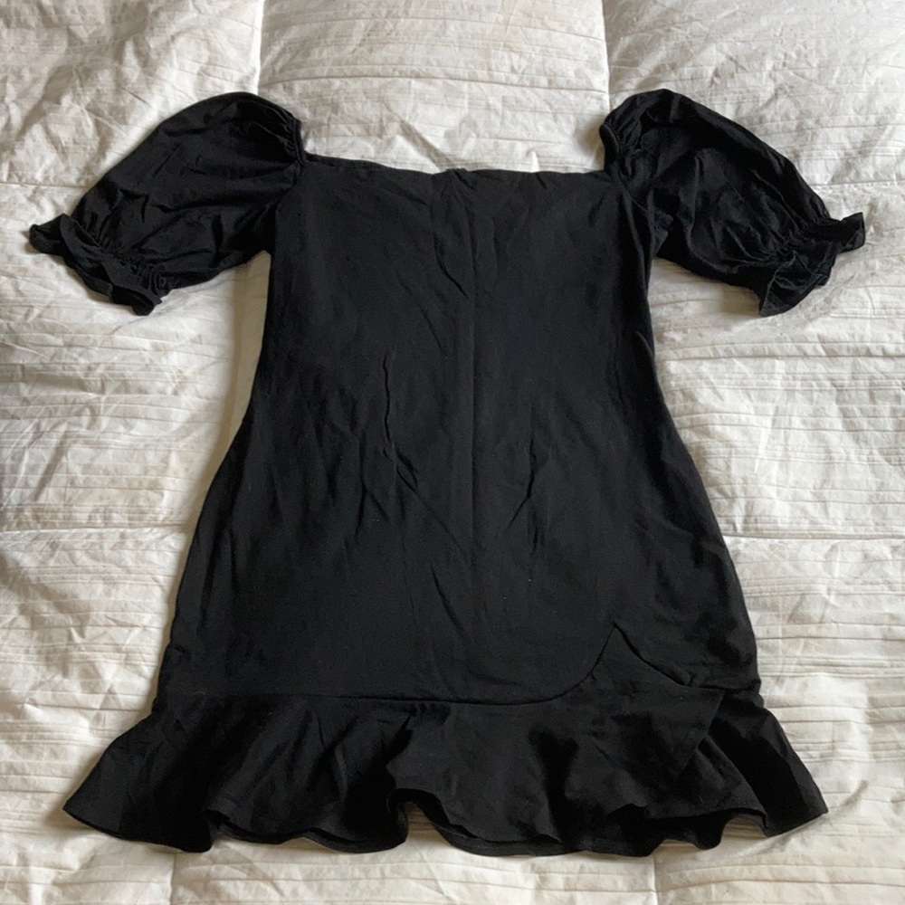Princess Polly mini puff sleeve black dress size US 10